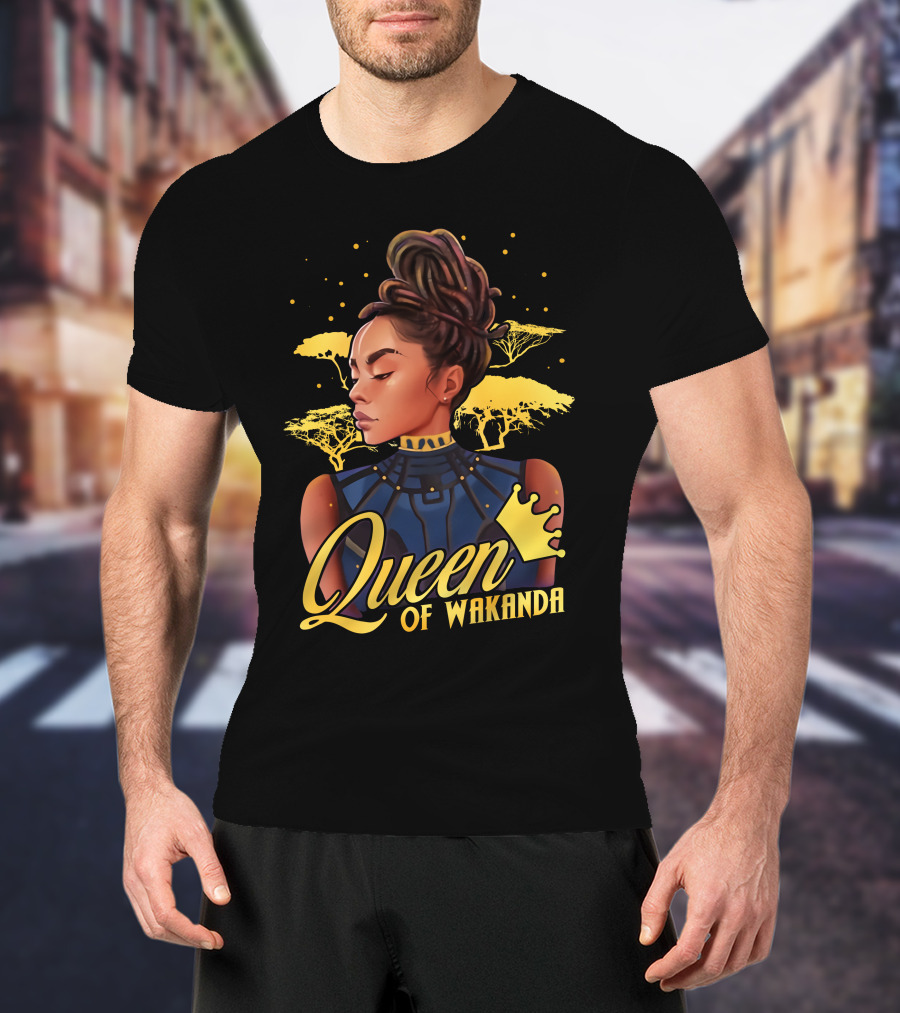 Queen Of Wakanda Royalty And Elegance With African Serengeti Backdrop T-Shirt