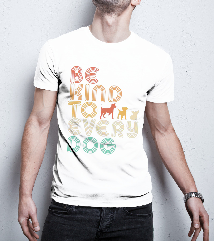 Be Kind To Every Dog In Retro Style With Colorful Canine T-Shirt