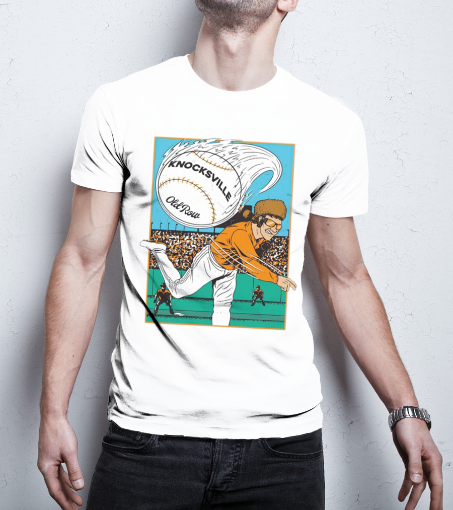 Knocksville Old Row Baseball Pitcher With Swirling Fastball And Spectator Crowd T-Shirt
