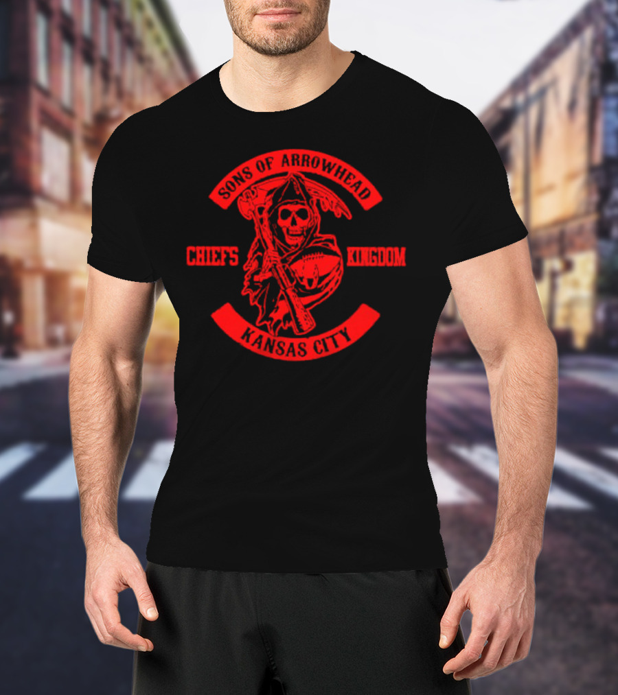 Sons Of Arrowhead Kansas City Chiefs Kingdom Grim Reaper Fan T-Shirt