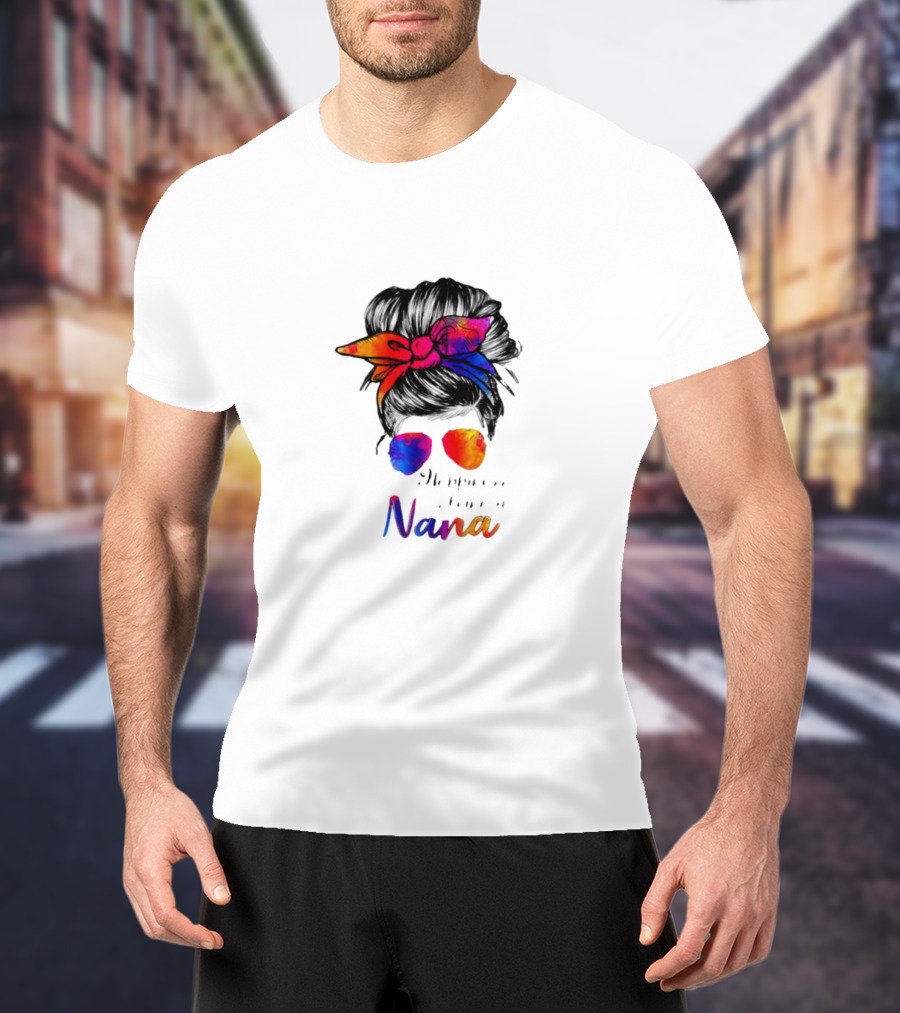 Happiness Is Being A Nana Colorful Bandana And Sunglasses T-Shirt