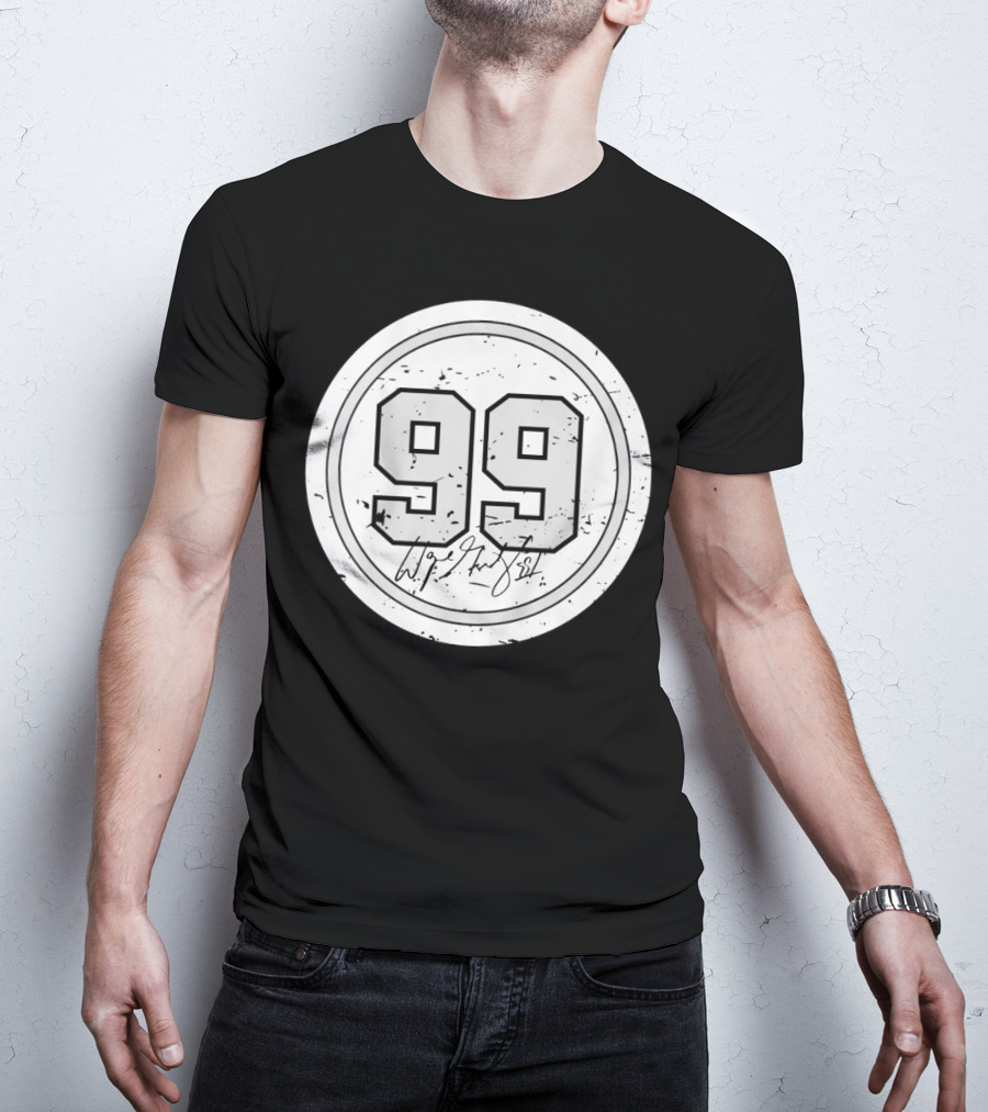 Wayne Gretzky No. 99 Circle Signature Los Angeles T-Shirt