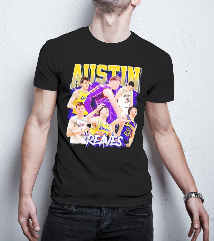 Austin Reaves Lakers Basketball Dynamic Action Collage T-Shirt