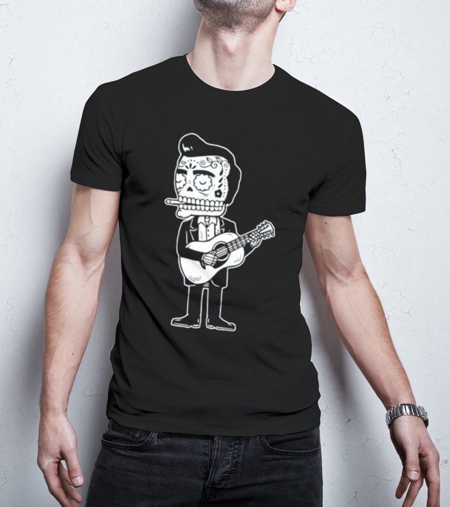 Stephen King Johnny Cash Calavera Gocco Skull Guitarist Figure T-Shirt