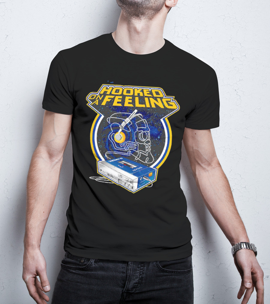 Hooked On A Feeling Cassette Tape And Headphones Space T-Shirt