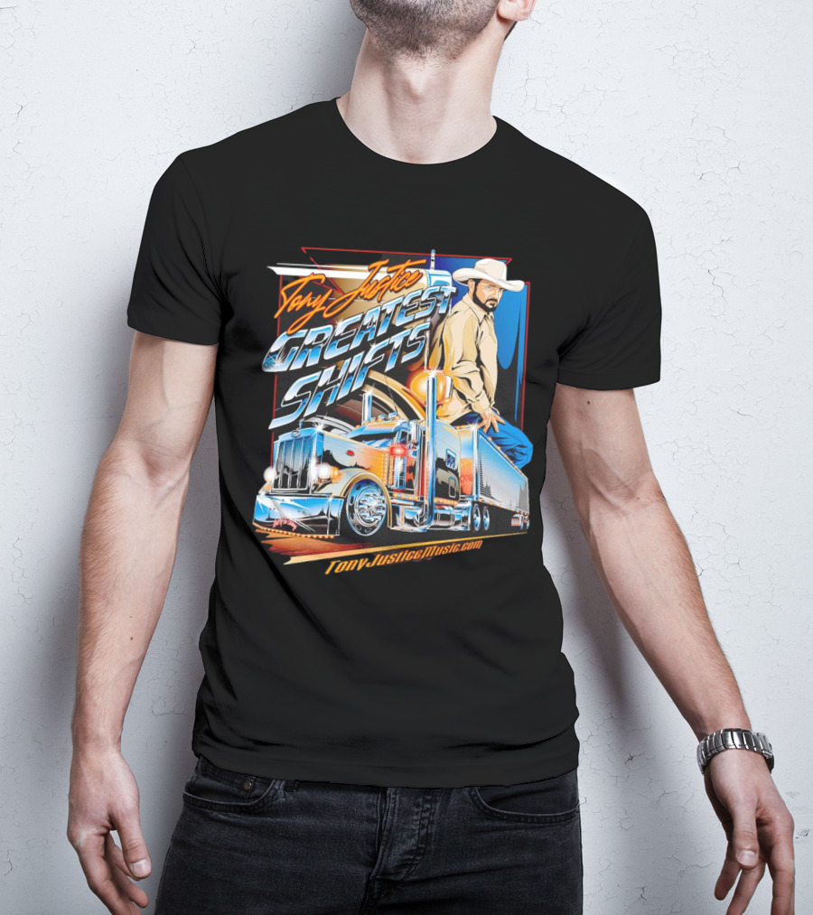Tony Justice Music Greatest Shifts Trucking Art Cowboy T-Shirt