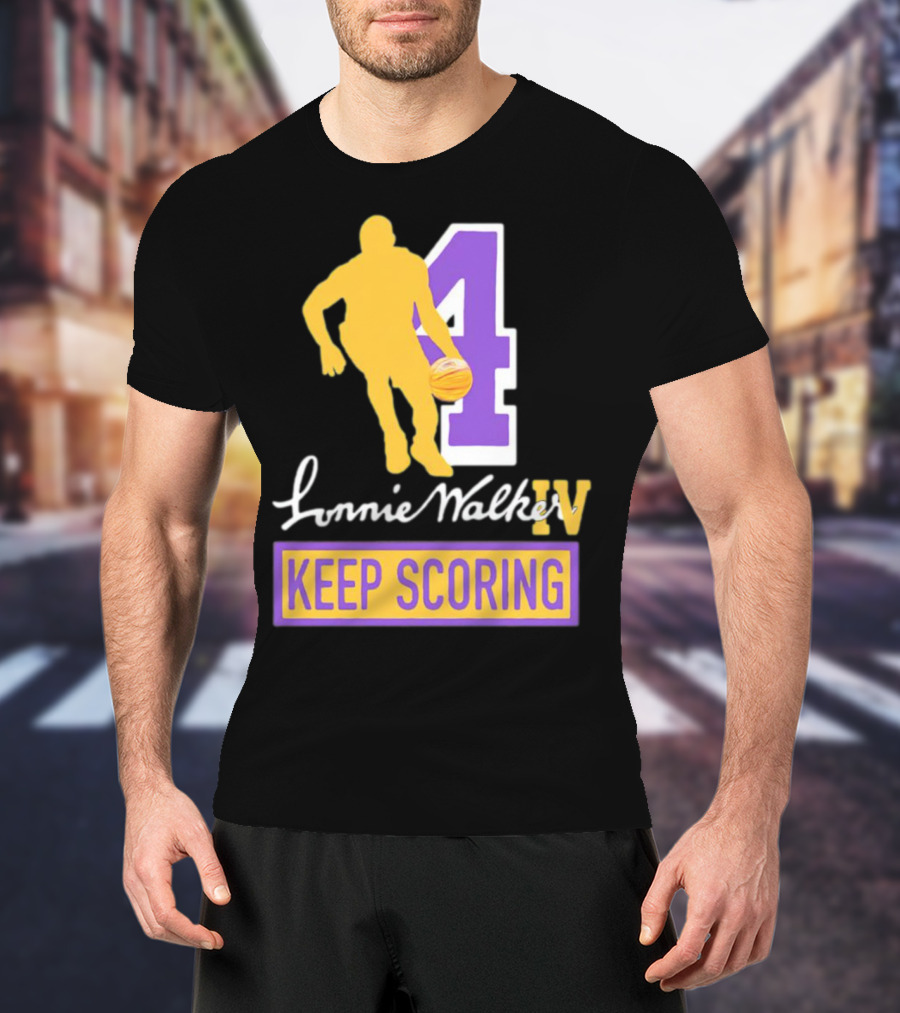 Lonnie Walker IV Keep Scoring Basketball Number 4 T-Shirt