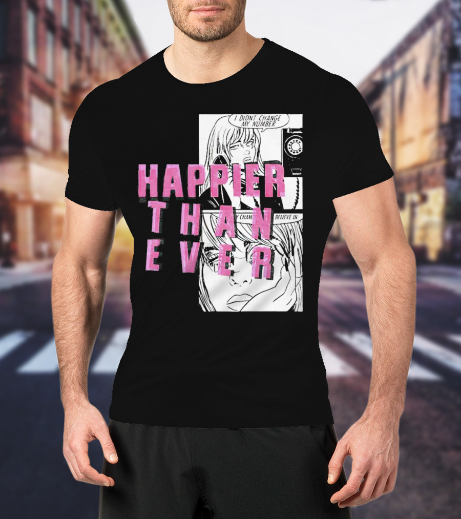 Happier Than Ever Didn't Change My Number Billie Eilish Comic T-Shirt