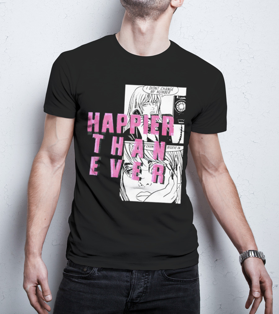 Happier Than Ever Didn't Change My Number Billie Eilish Comic T-Shirt
