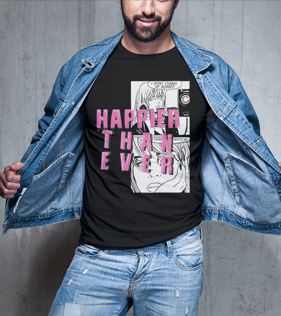 Happier Than Ever Didn't Change My Number Billie Eilish Comic T-Shirt