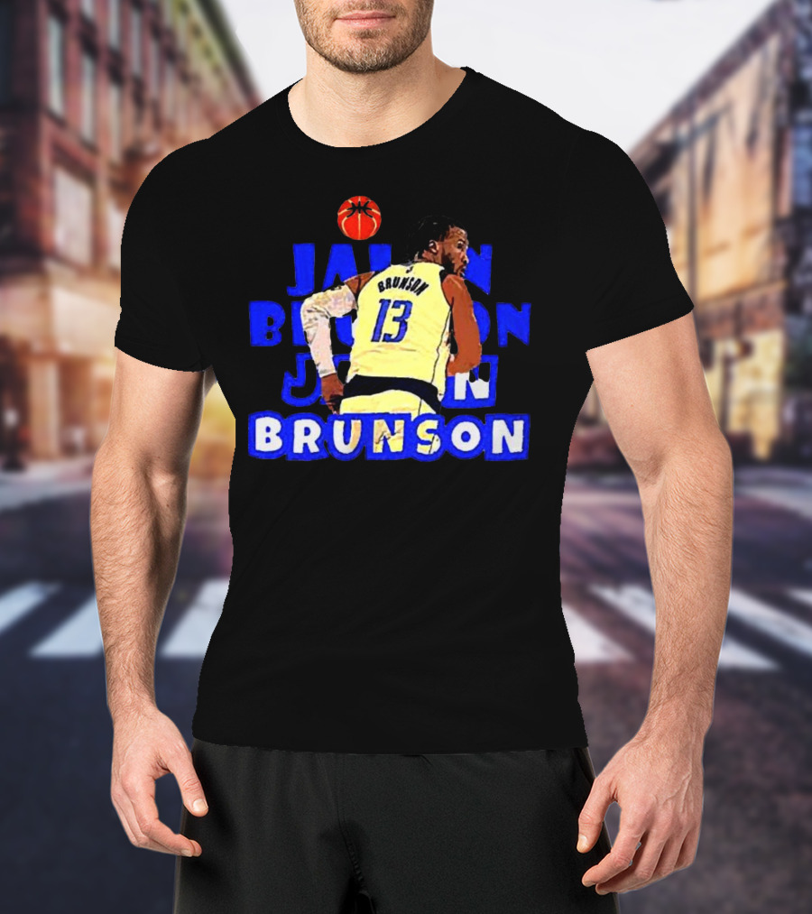 Jalen Brunson Basketball Highlight In Blue And White Jersey 13 T-Shirt