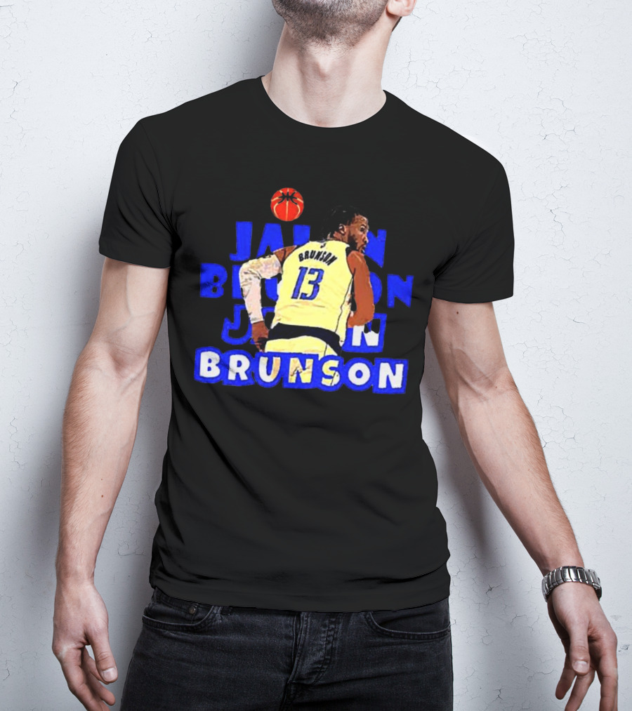 Jalen Brunson Basketball Highlight In Blue And White Jersey 13 T-Shirt