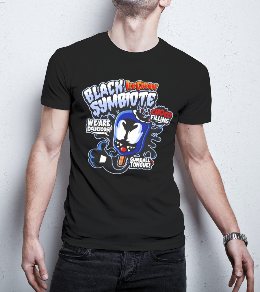 Black Symbiote Ice Cream Choco Filling Gumball Tongue We Are Delicious T-Shirt