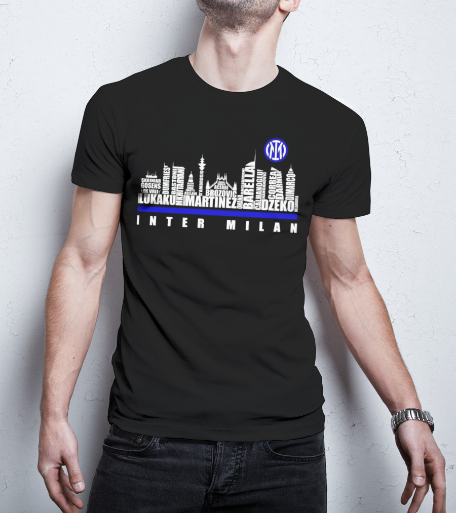 Edizione Limitata Inter Milan Team Skyline Lukaku Martinez Barella Dzeko Brozovic T-Shirt