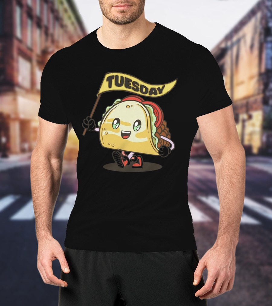 Happy Taco Holding Tuesday Flag T-Shirt