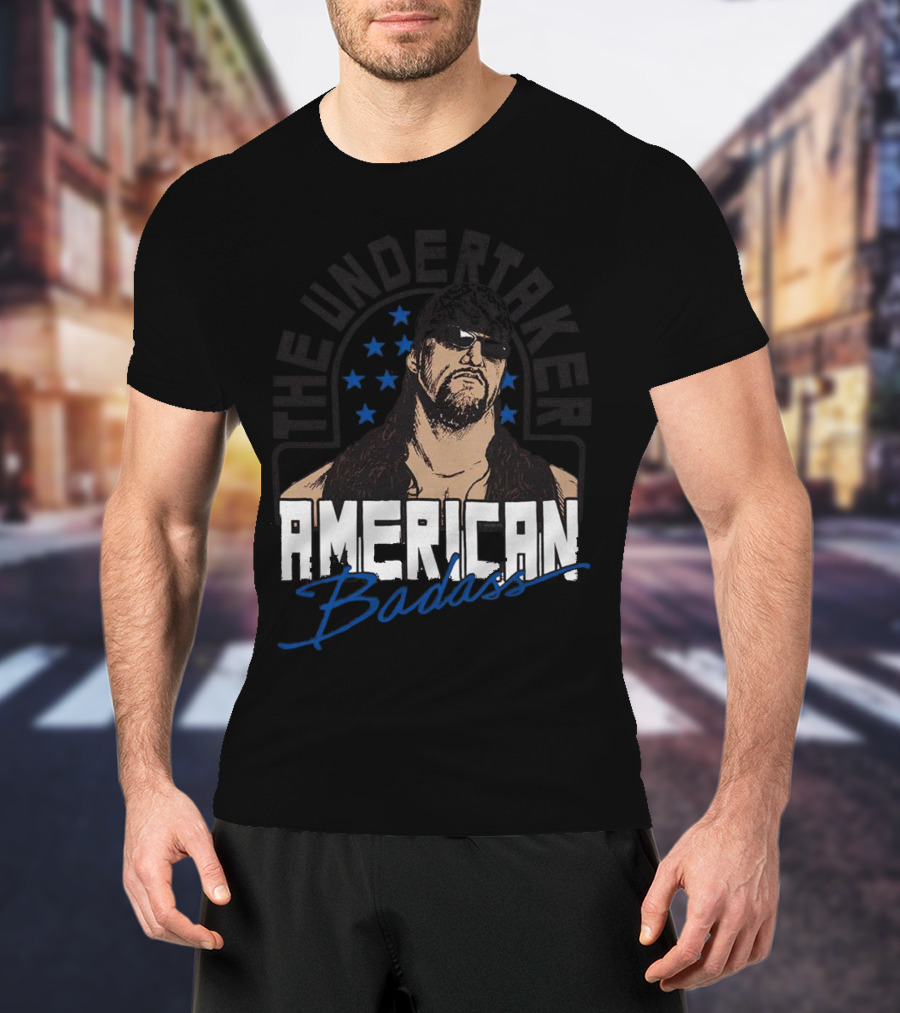 The Undertaker American Badass Stars Sunglasses Long Hair T-Shirt