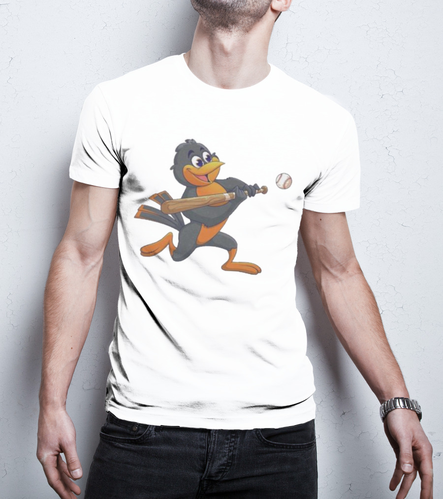 Baltimore Orioles Bird Bat Baseball Swing T-Shirt