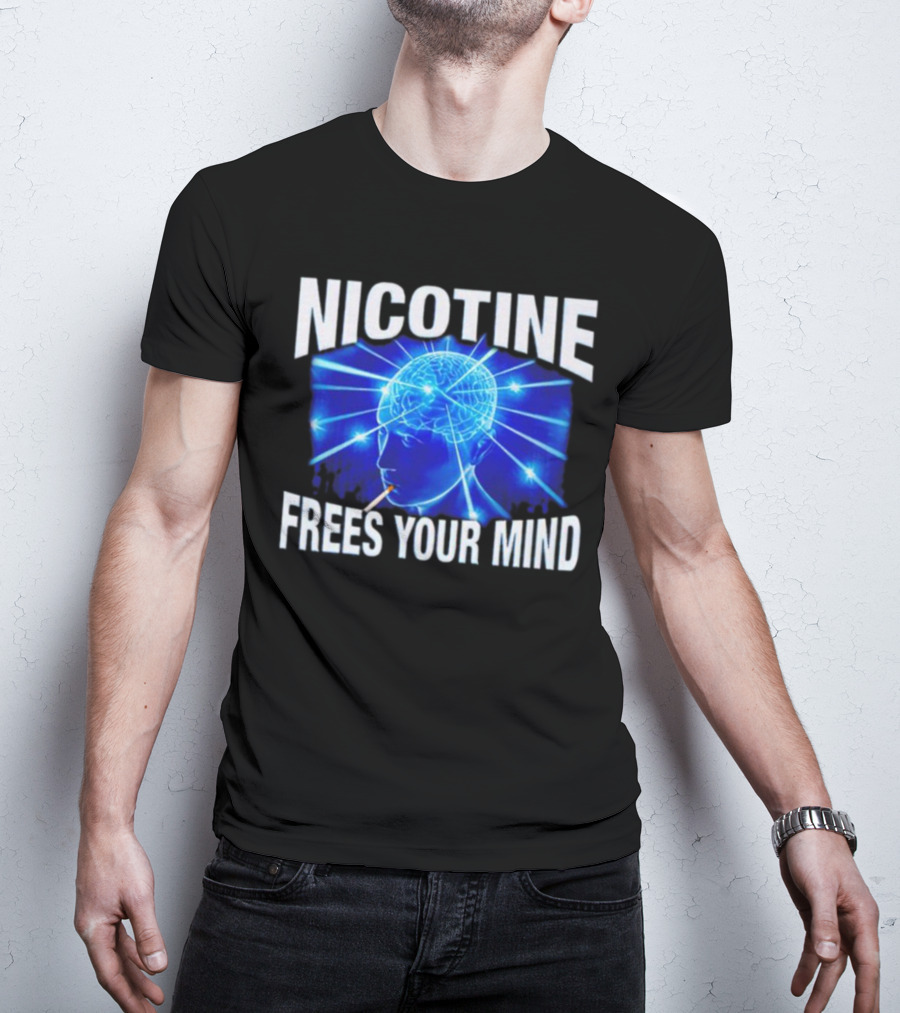 Nicotine Frees Your Mind Electric Brain Smoke Effect T-Shirt