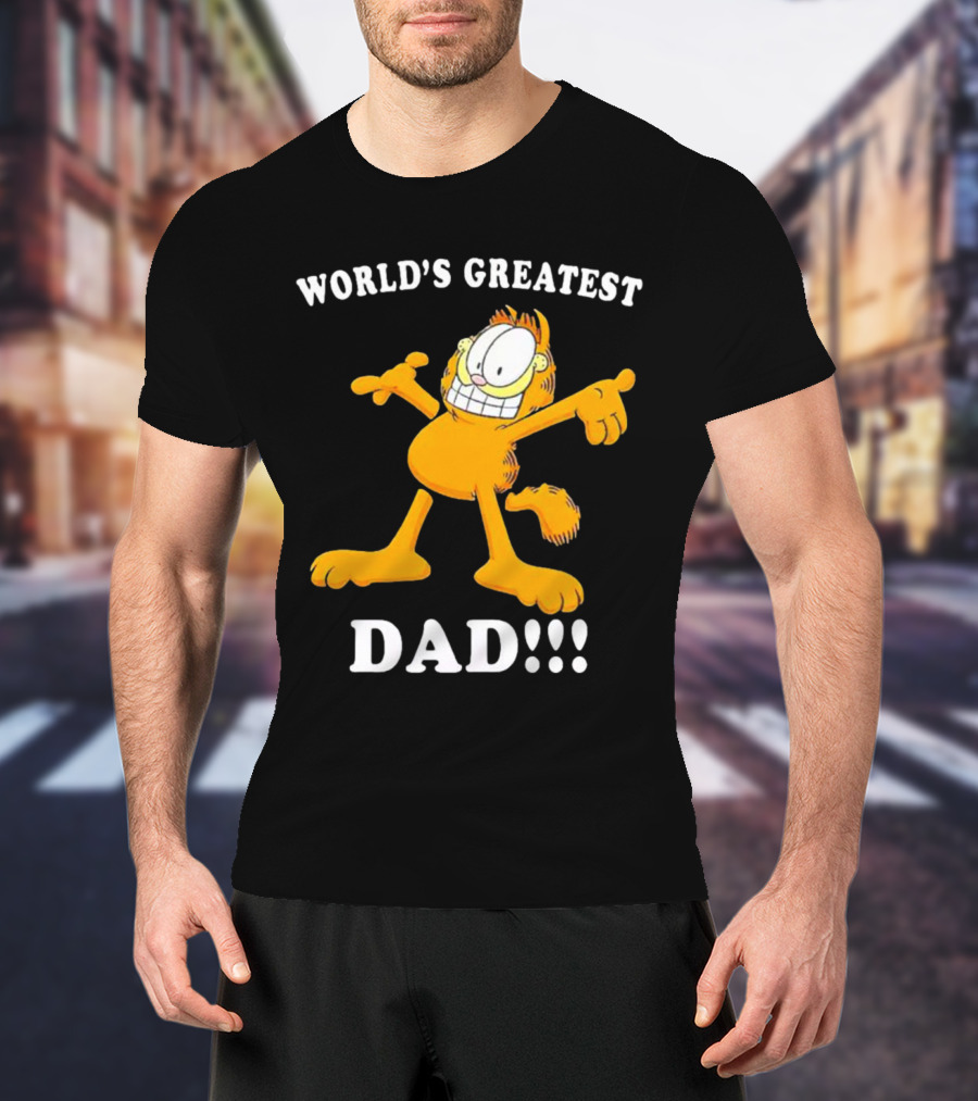 World's Greatest Dad Garfield Enthusiastic Pose T-Shirt