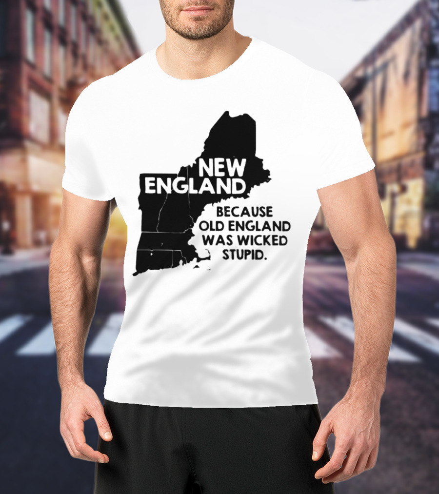New England Map Outline Because Old England Was Wicked Stupid T-Shirt