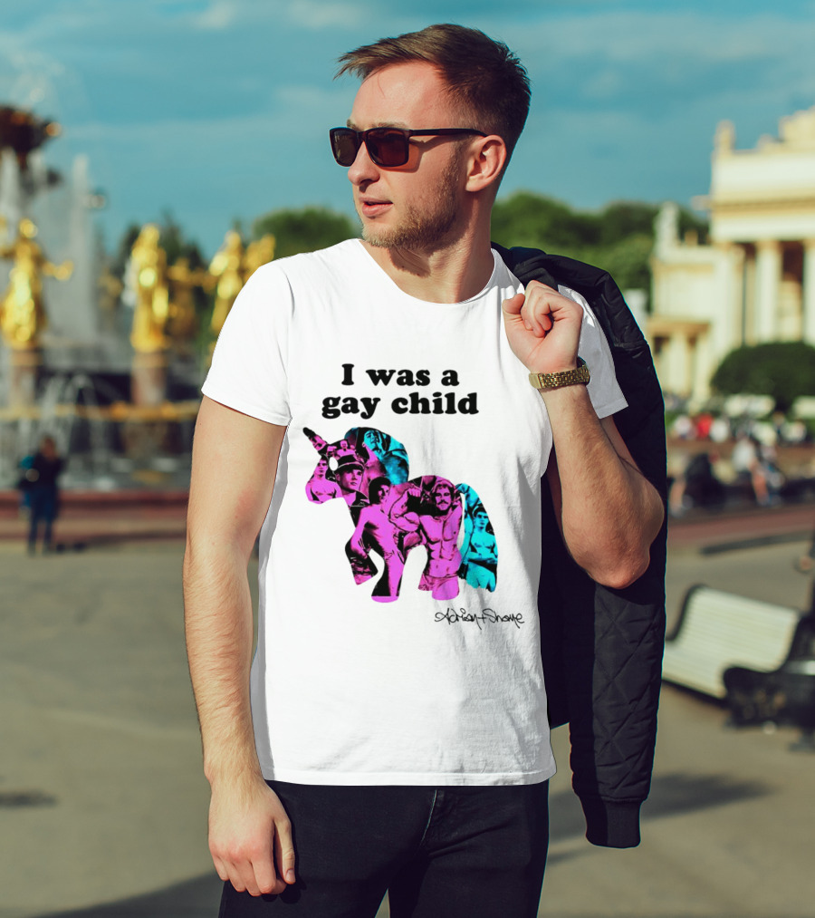 Adrian And Shane I Was A Gay Child Unicorn Collage T-Shirt
