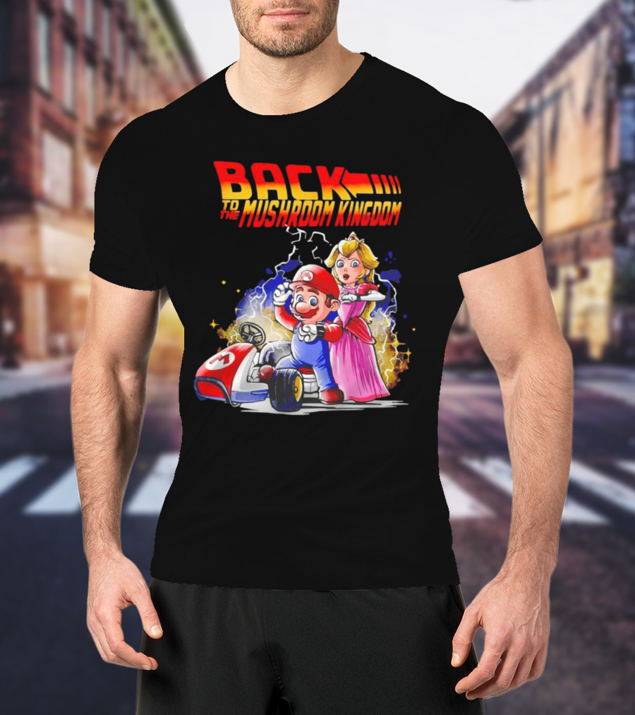 Back To The Mushroom Kingdom Mario Princess Kart Lightning Retro Adventure T-Shirt