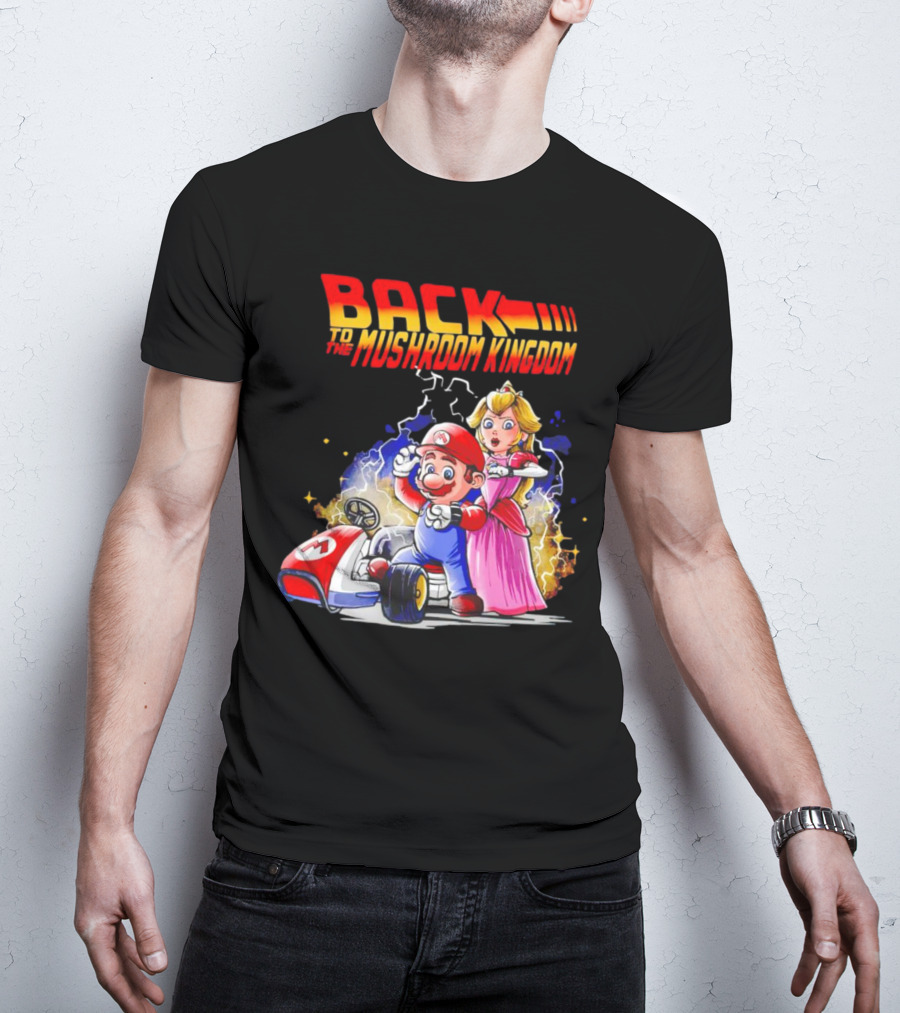 Back To The Mushroom Kingdom Mario Princess Kart Lightning Retro Adventure T-Shirt