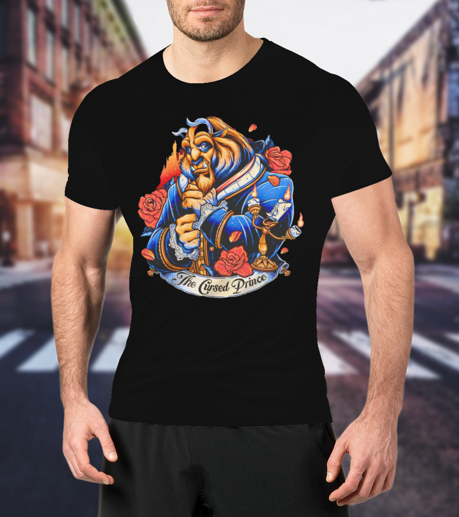 The Beast The Cursed Prince Roses And Candle Companion Scene T-Shirt