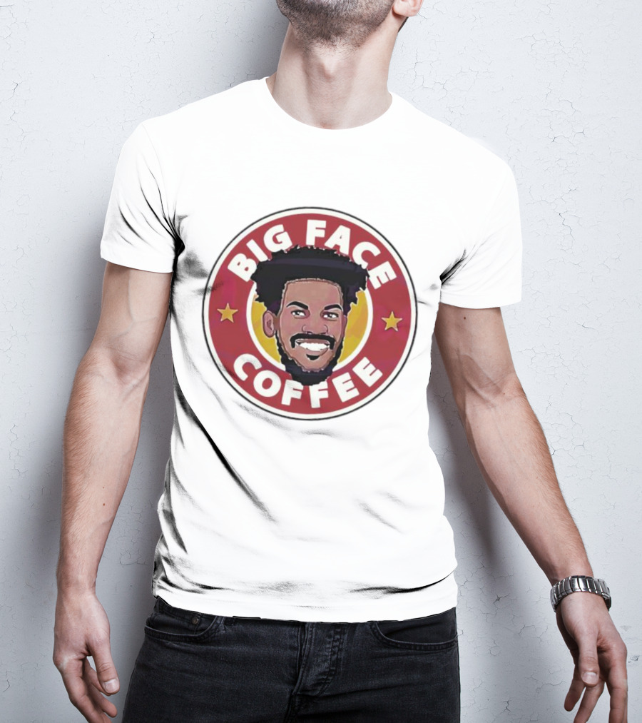 Big Face Coffee Jimmy Butler Circle Red Background Two Stars T-Shirt