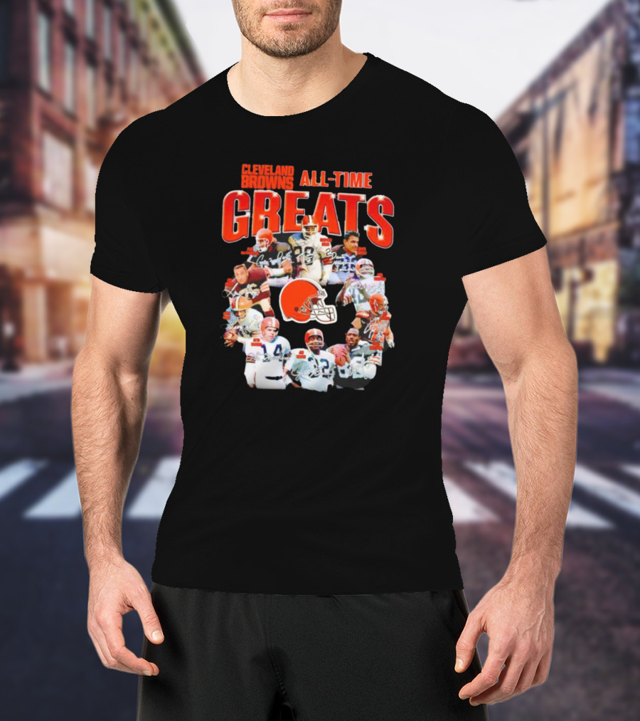 Cleveland Browns All-Time Greats Signatures Legends Icons Team Photos Football T-Shirt