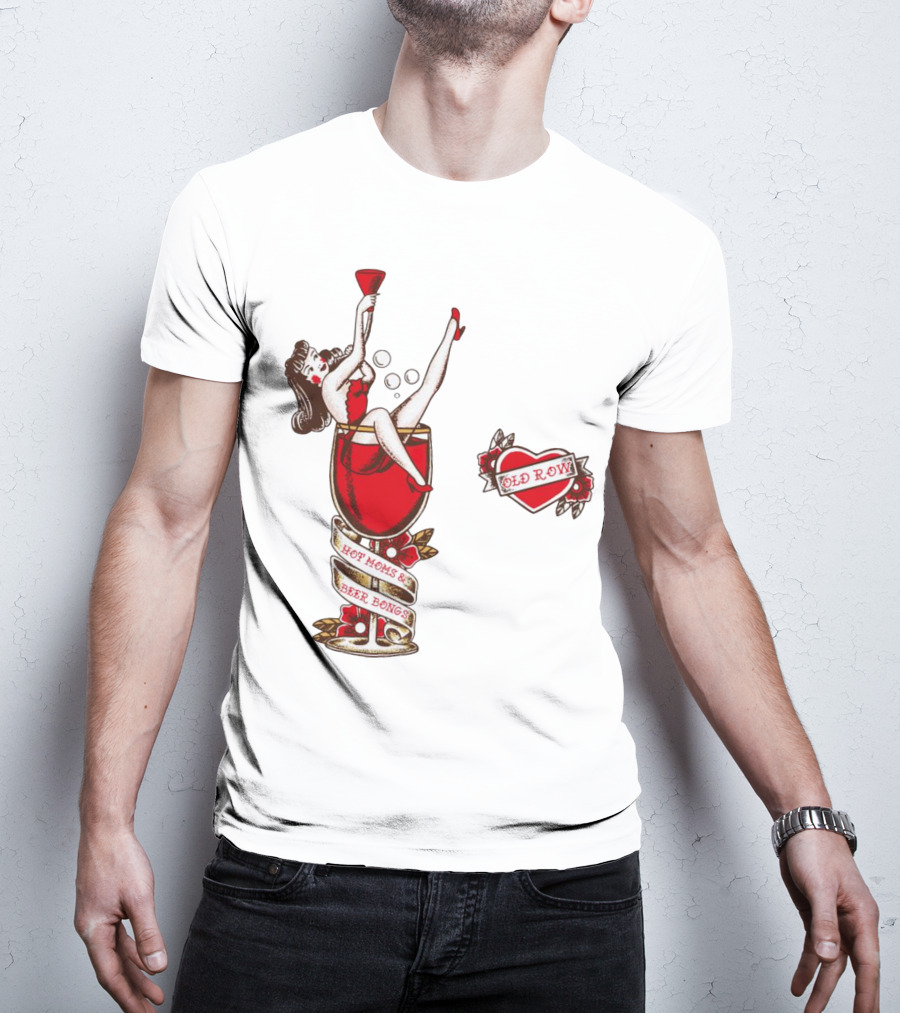 Hot Moms And Beer Bongs Old Row Retro Pin-Up T-Shirt