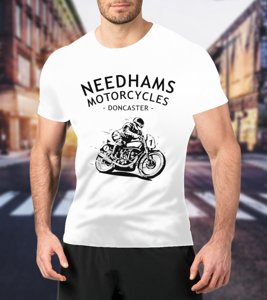 Needhams Motorcycles Doncaster Racing Rider Drawing T-Shirt