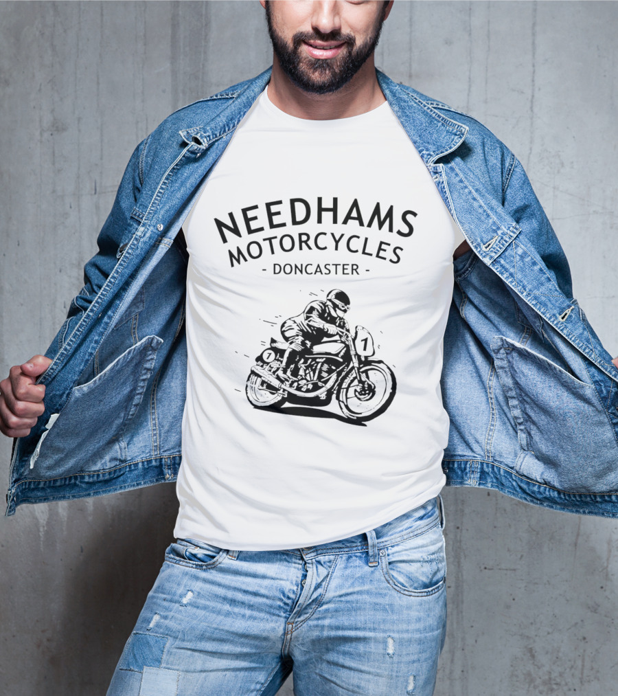 Needhams Motorcycles Doncaster Racing Rider Drawing T-Shirt