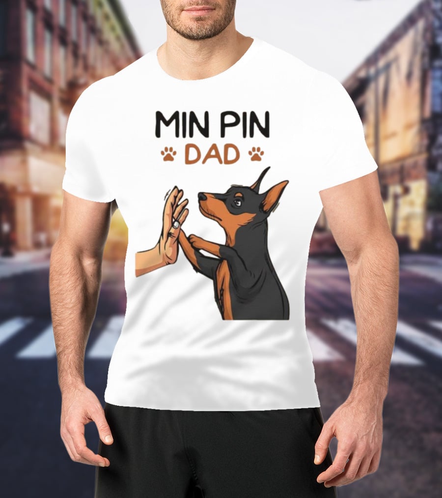 MIN PIN DAD Father's Day Dog Paw T-Shirt