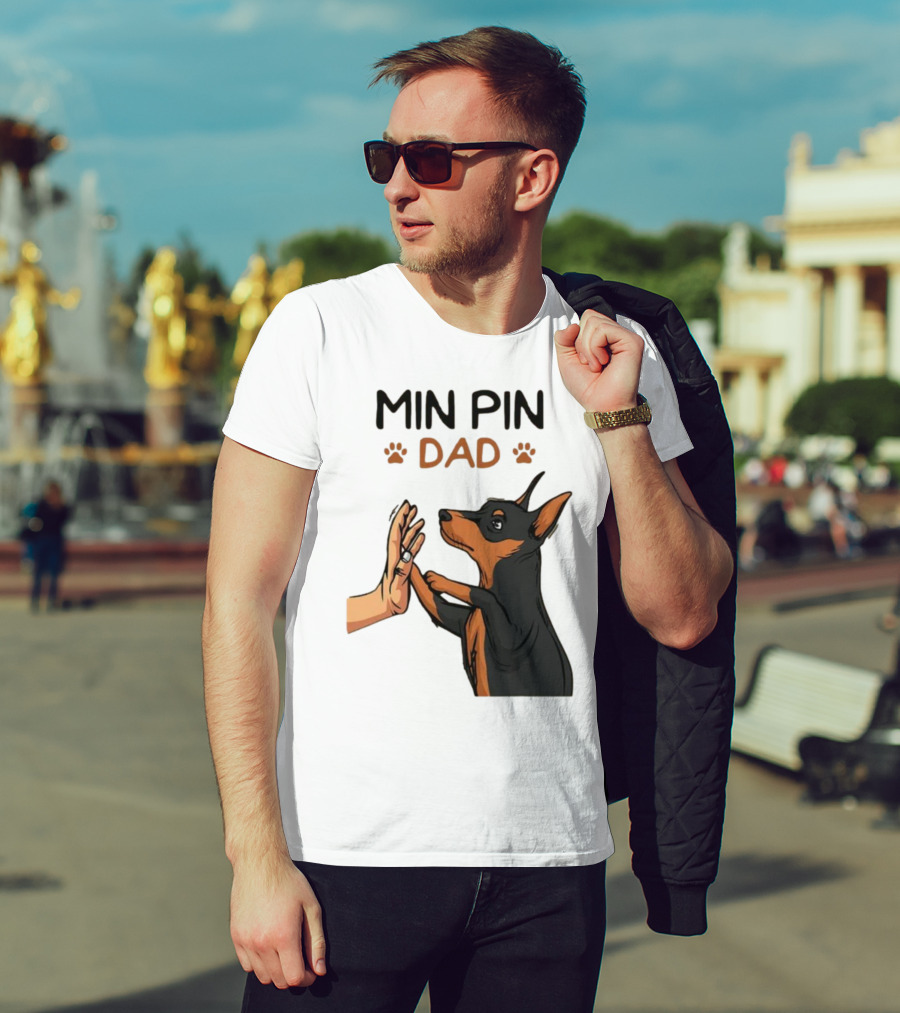 MIN PIN DAD Father's Day Dog Paw T-Shirt