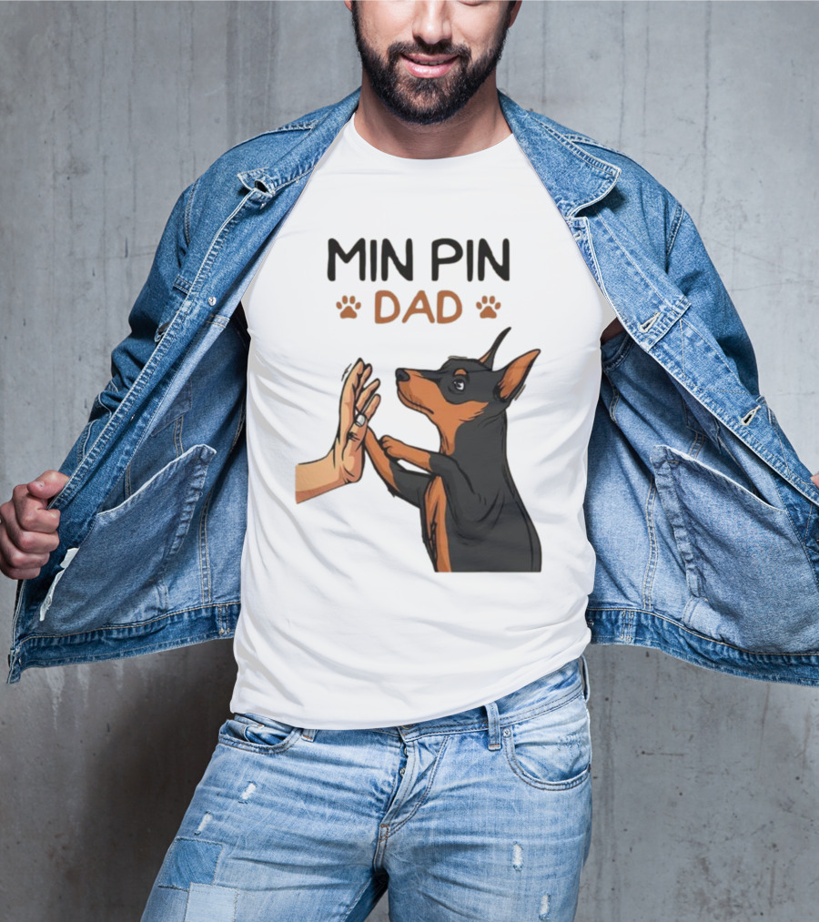 MIN PIN DAD Father's Day Dog Paw T-Shirt