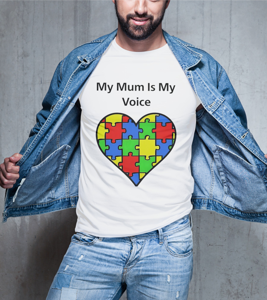 My Mum Is My Voice Heart Puzzle Pieces T-Shirt