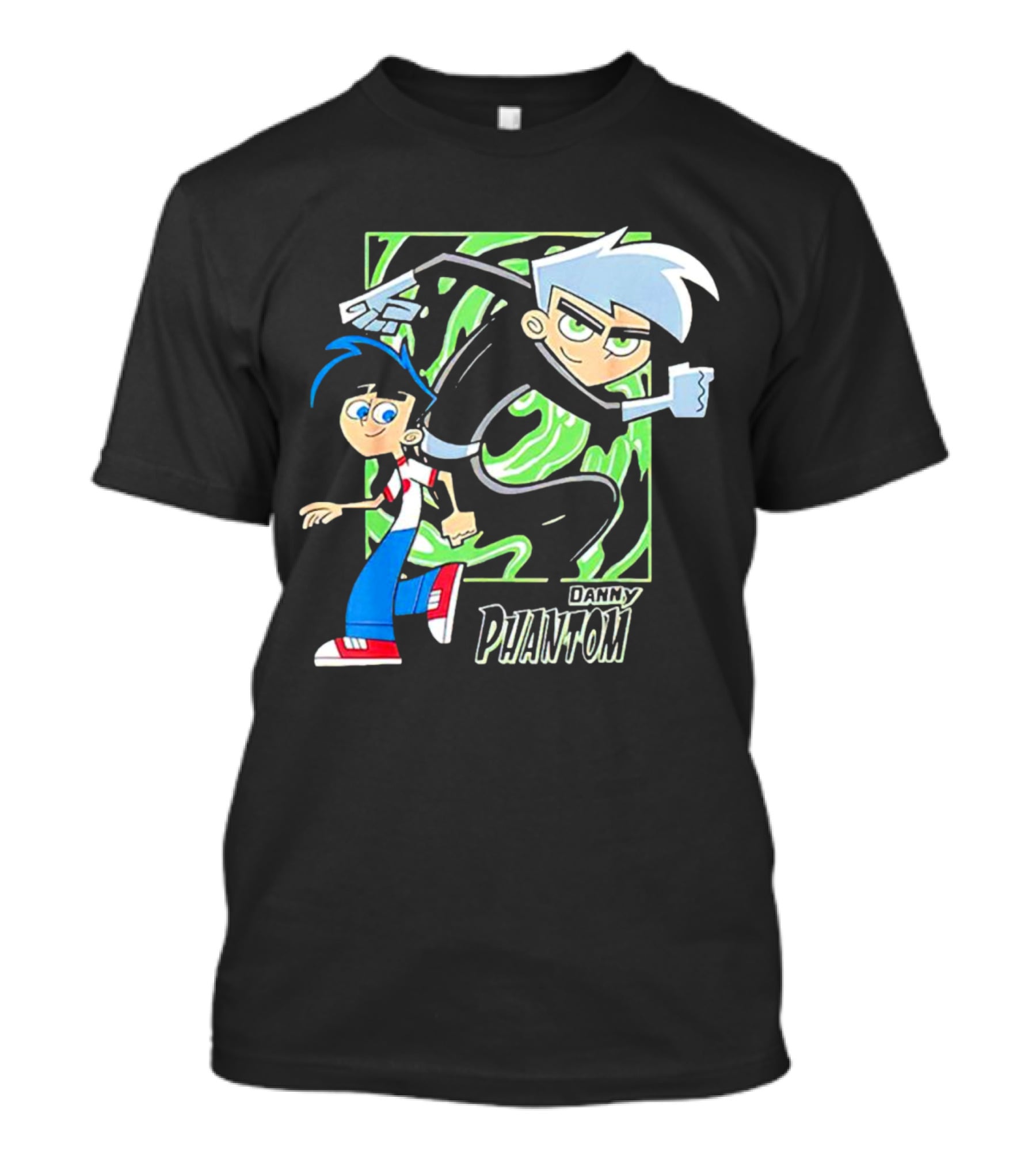 Danny Phantom Cartoon Artwork With Ghostly Green Swirl T-Shirt