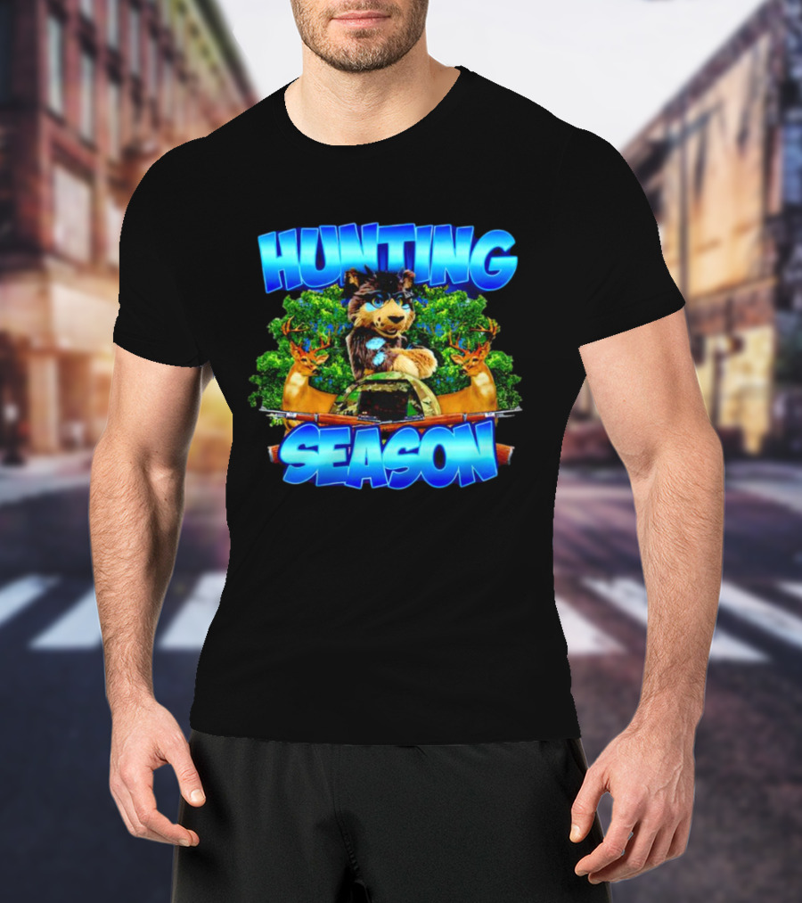Hunting Season Wolf And Deer Forest Scene T-Shirt