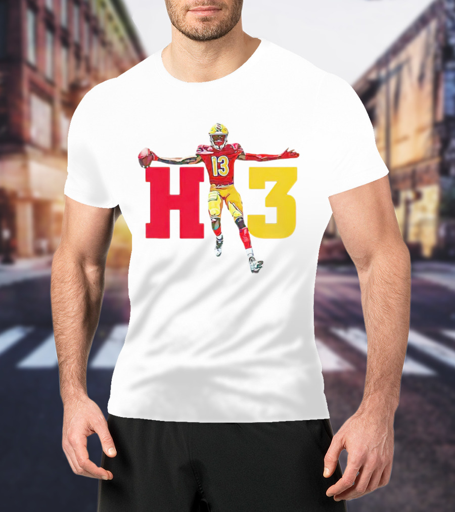 Maurice Alexander HT3 Football Player In Red And Yellow Uniform With Football T-Shirt