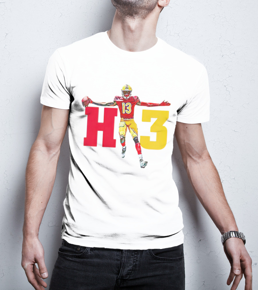 Maurice Alexander HT3 Football Player In Red And Yellow Uniform With Football T-Shirt