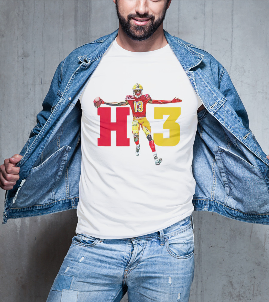 Maurice Alexander HT3 Football Player In Red And Yellow Uniform With Football T-Shirt
