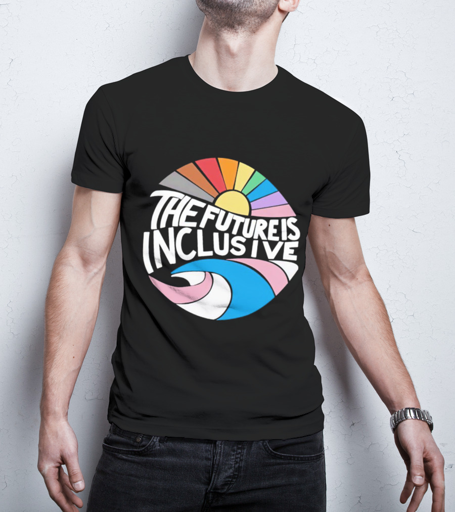 The Future Is Inclusive Rainbow Pride Wave Sunburst T-Shirt
