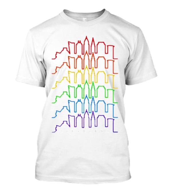 Cleveland Skyline Rainbow Colors T-Shirt
