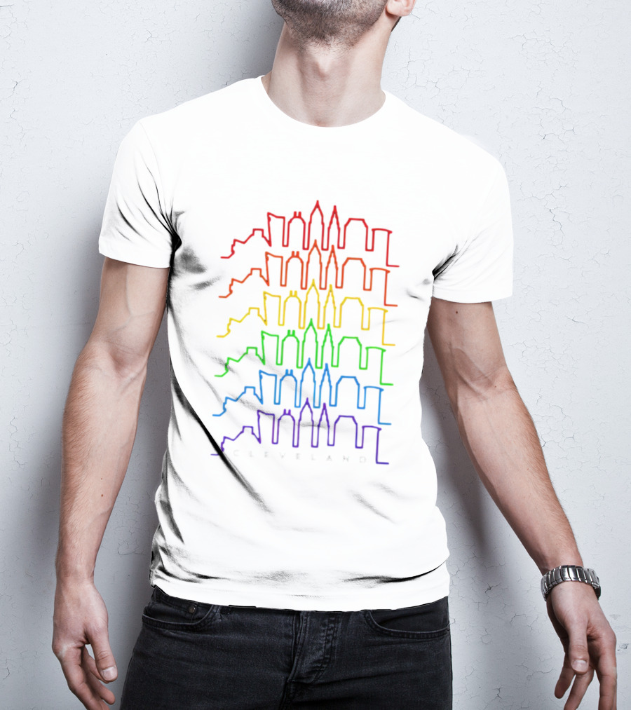 Cleveland Skyline Rainbow Colors T-Shirt