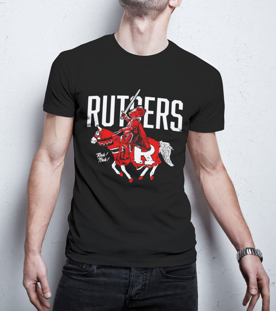 Rutgers Knights Rah Rah Iconic Sword-Wielding Mascot On Horseback T-Shirt