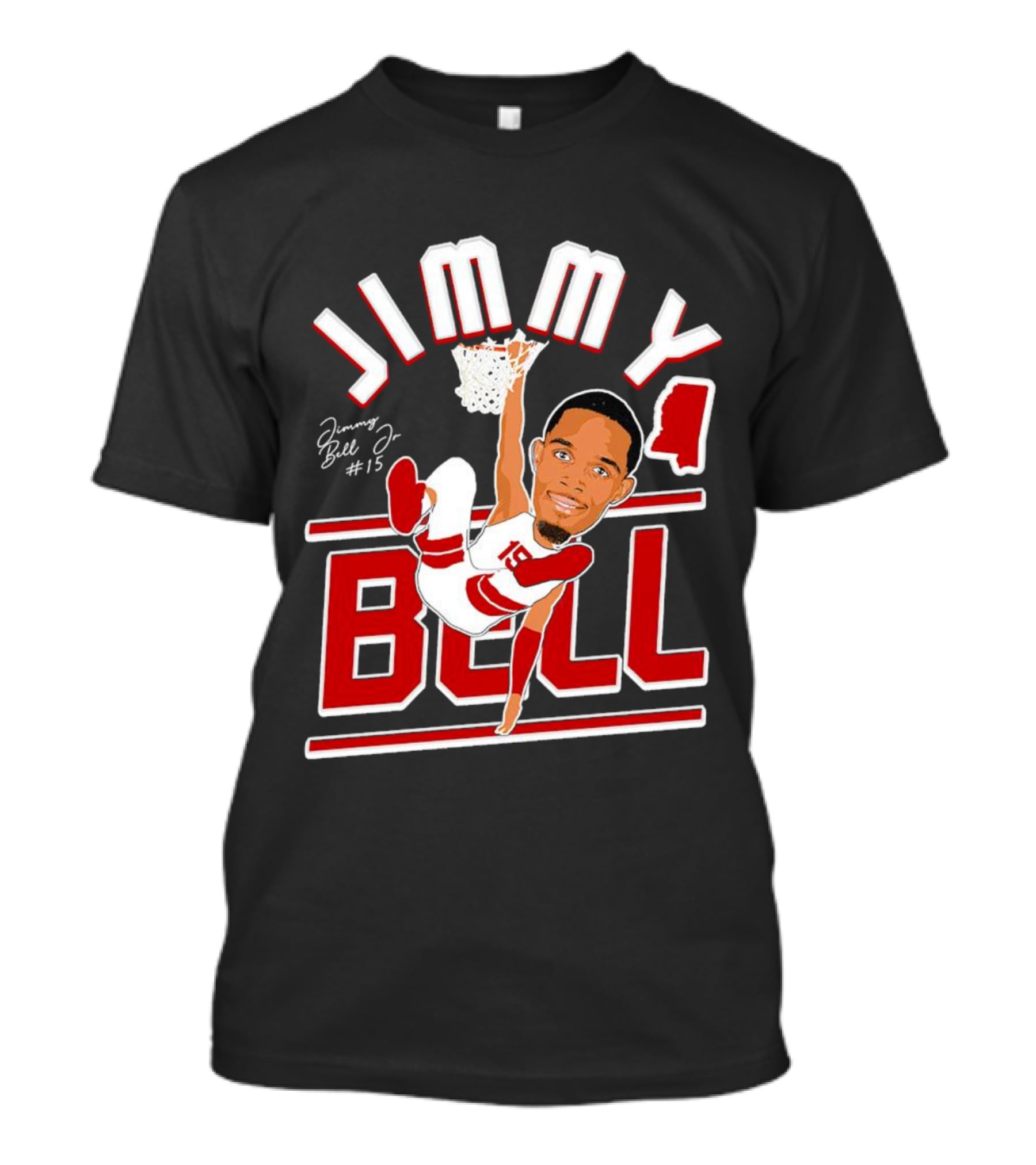 Jimmy Bell Jr. #15 Mississippi State Bulldogs Basketball Dunking T-Shirt