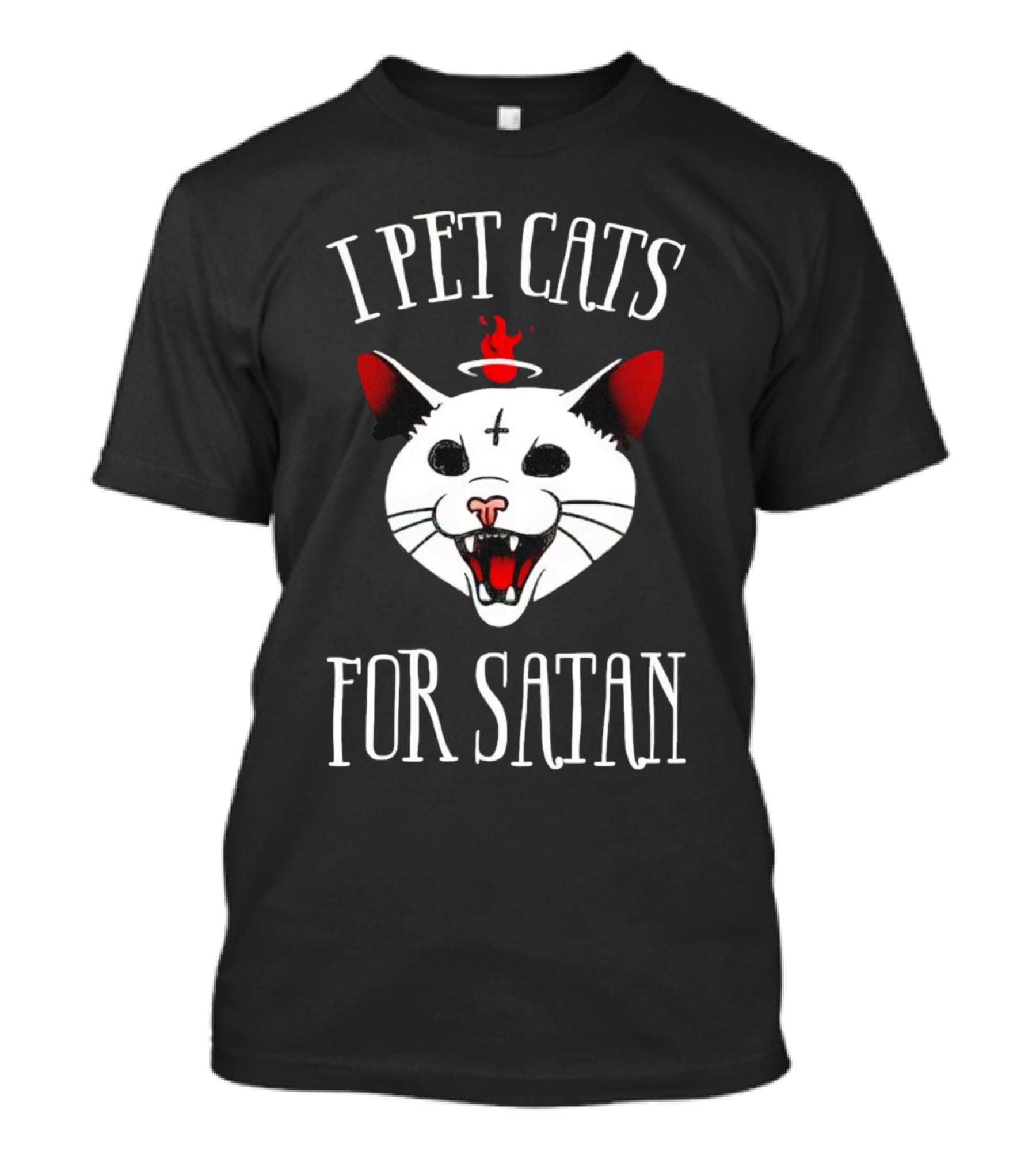 I Pet Cats For Satan Devil Cat Halo T-Shirt