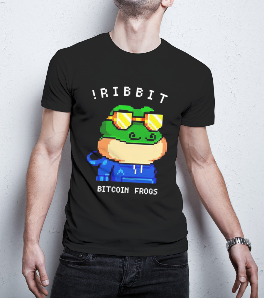Ribbit Bitcoin Frogs Pixel Art Frog With Sunglasses T-Shirt