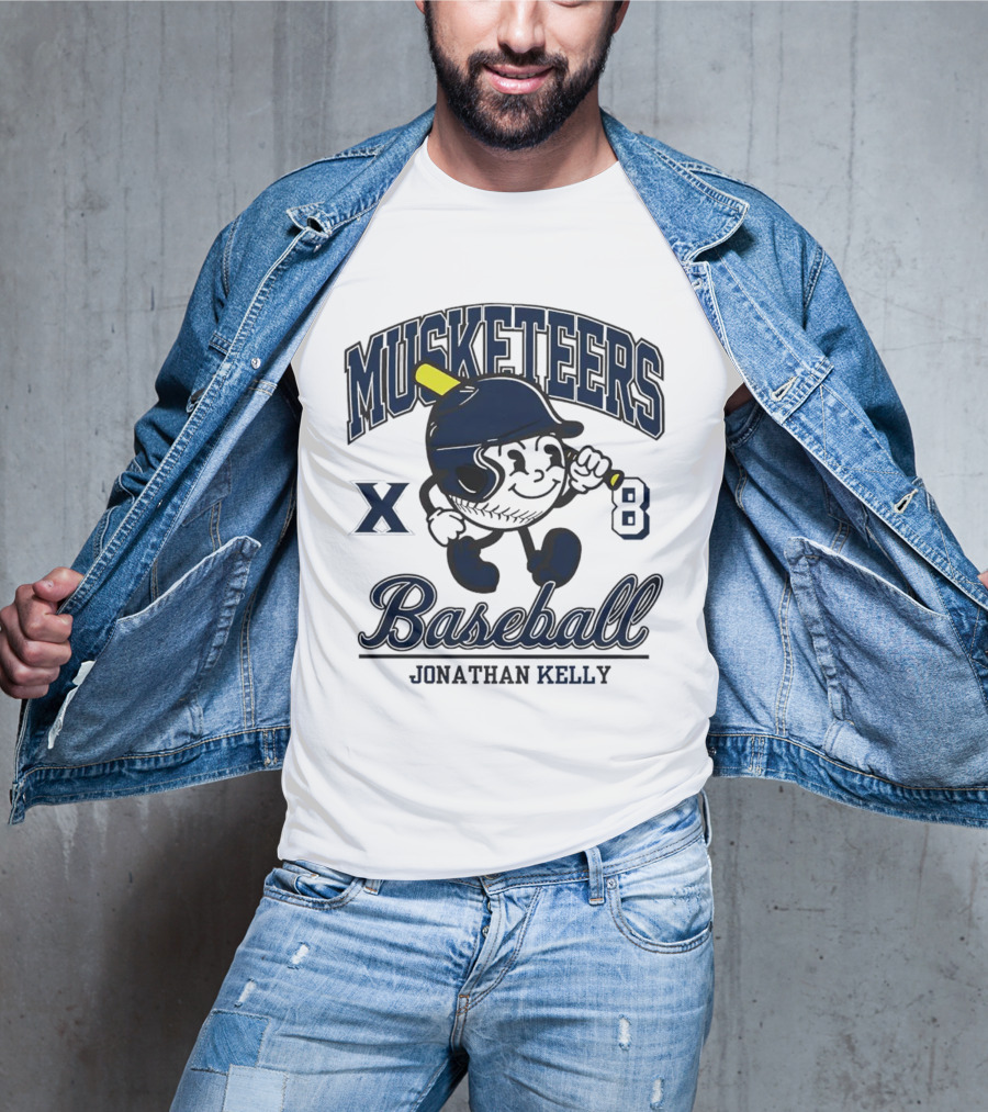 Musketeers Baseball Xavier X 8 Jonathan Kelly Shersey T-Shirt